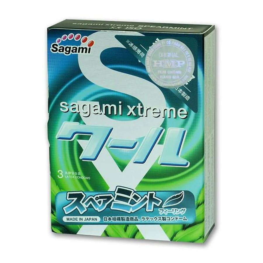 Презервативы SAGAMI Xtreme Mint 3шт. латексные со вкусом мяты 