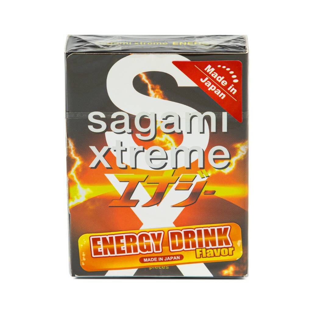 Презервативы SAGAMI Energy 3шт. ультратонкие со вкусом энергетического напитка 