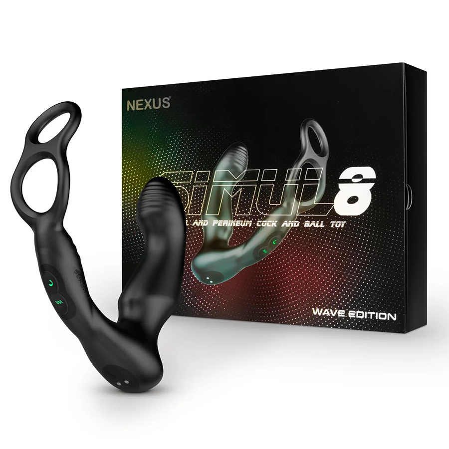 Массажер простаты Nexus Simul8 Wave Edition двухмоторный с кольцами на пенис и мошонку