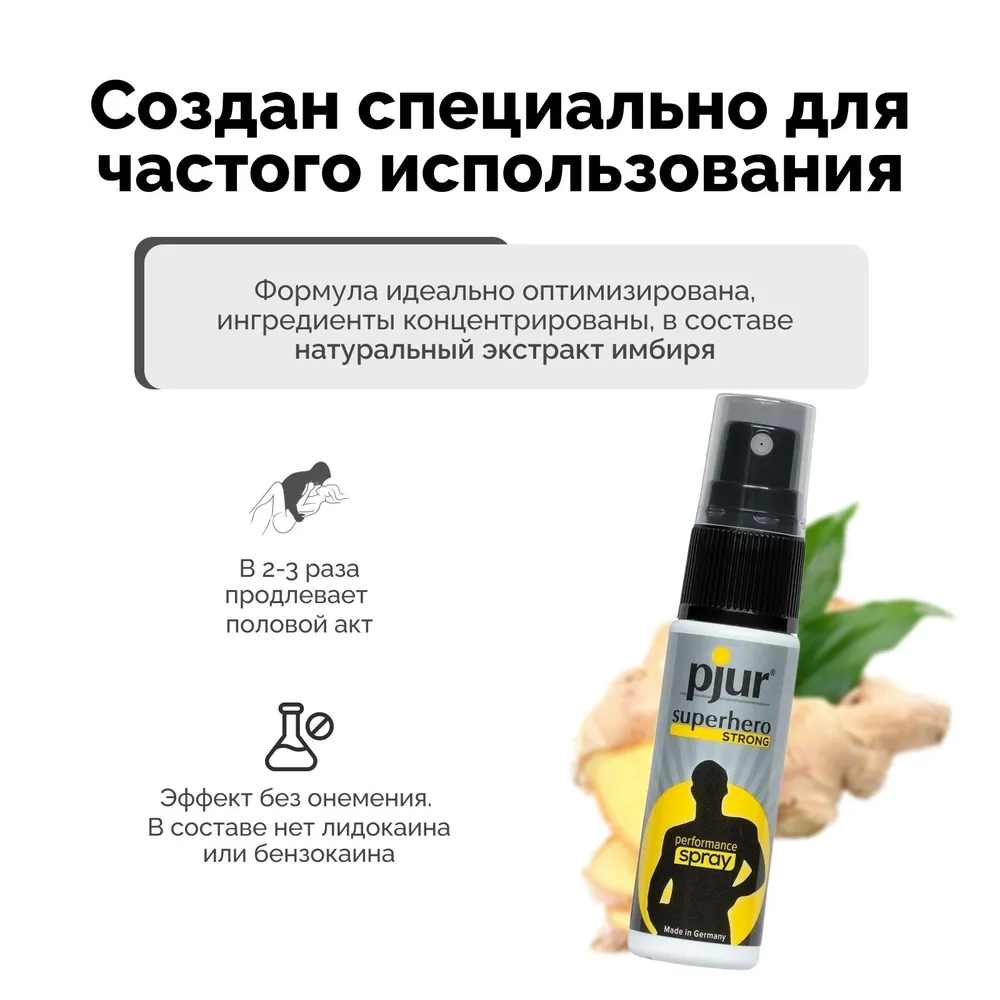 Спрей pjur Superhero Strong Spray на водной основе, 20 мл пролонгатор для частого использования