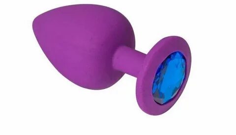 Силиконовая анальная пробка с кристалом, фиолетовая, AP-01-L 