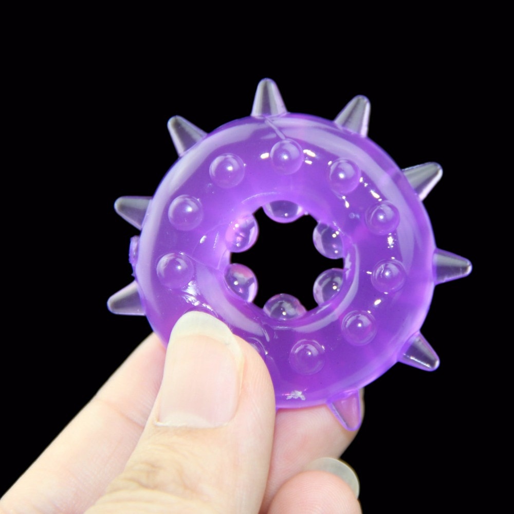 Эрекционное кольцо с шипами и шариками, фиолетовое PR-12 