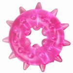 Эрекционное кольцо с шипами и шариками, розовое PR-12 