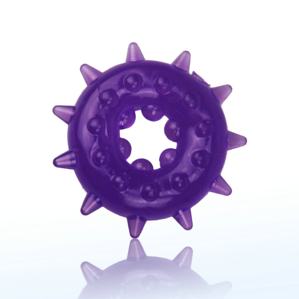 Эрекционное кольцо с шипами и шариками, фиолетовое PR-12 