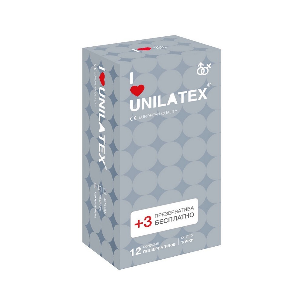 UNILATEX Dotted Презервативы с точками, 15 шт